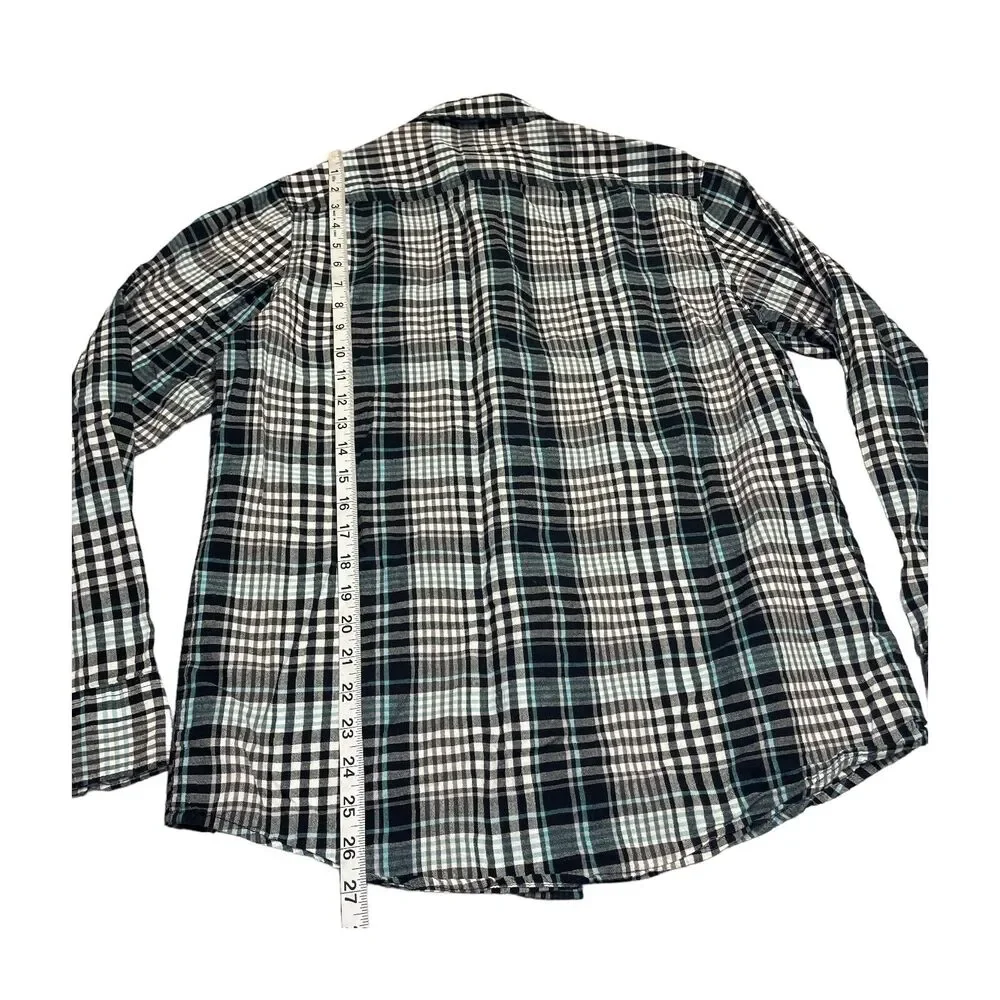Wrangler Shirt Men Blue White Plaid Button Up Dress Casual Long Sleeve Sz M - Picture 5 of 6